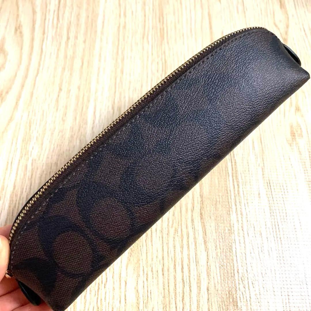 ダークブラウン レザー ペンケース COACH コーチペンケース