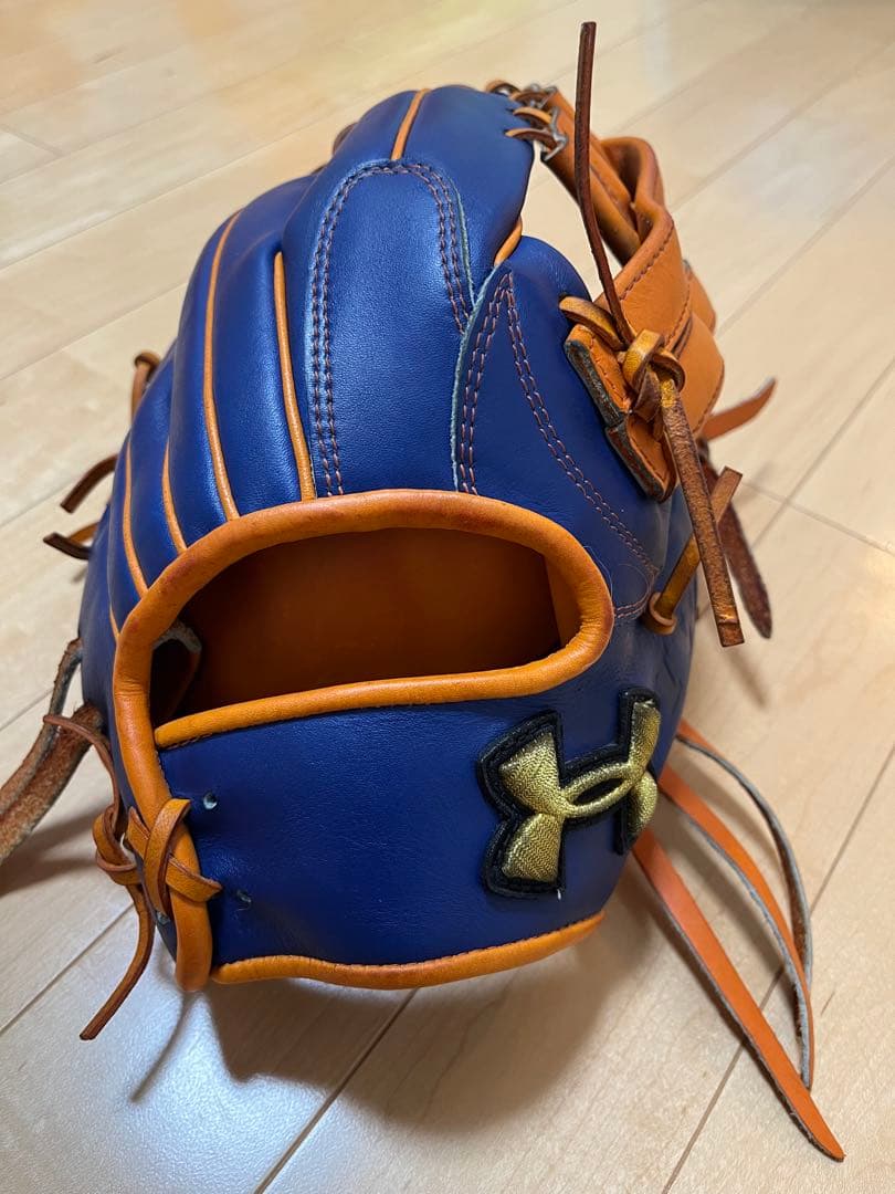 アンダーアーマ　軟式　グローブ 青　オレンジ　オーダー　中古　オールラウンド