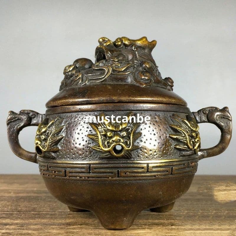 銅器 香炉 九龍鼎薫香炉 茶道沈香炉 香道具 工芸品 置物