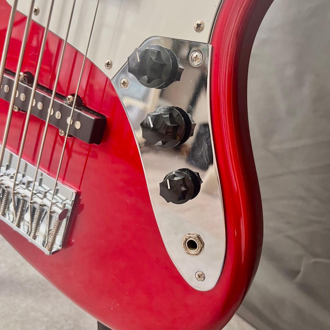 5連ペグ Squier affinity Jazz Bass V 5弦ベース 赤