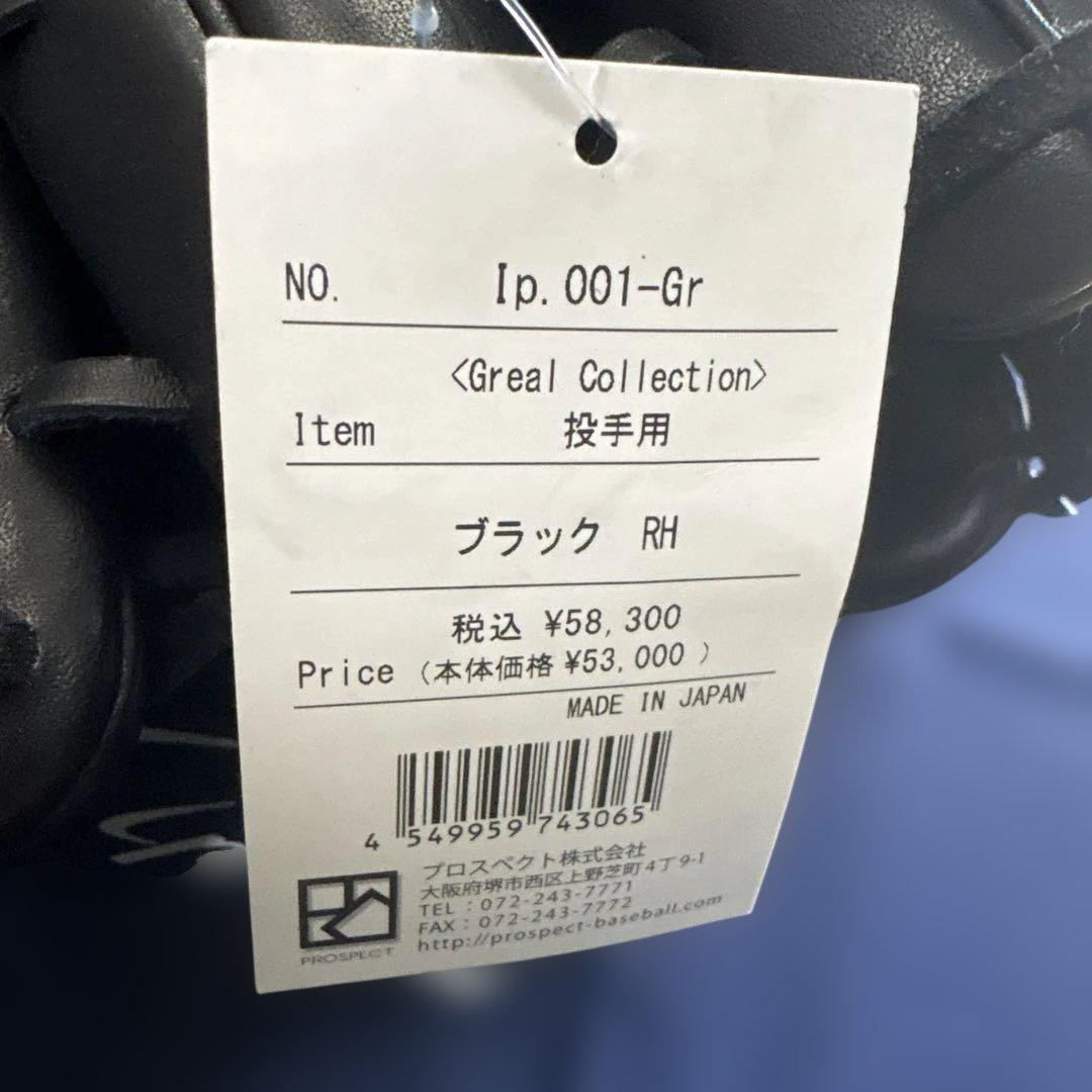 新品未使用タグ付きアイピセレクト硬式野球グローブ ブラック 投手用左利き用