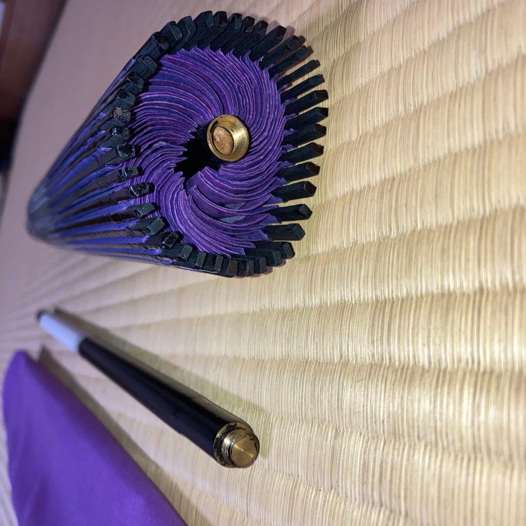 美品 紫 白 絹傘 真鍮のネジ継ぎ 舞傘 日傘 日本舞踊 おどり傘 布袋付