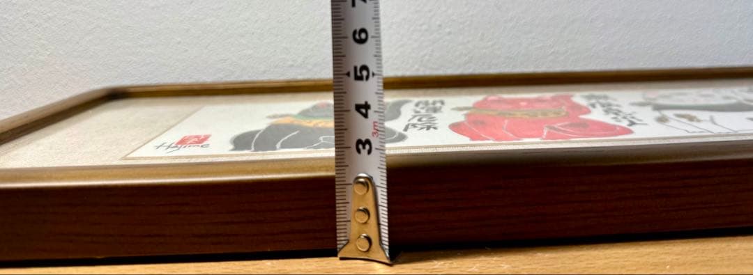 岡本肇 招き猫「開運厄除 無病息災 吉運招福」手描き作品 額付 絵画 水墨画