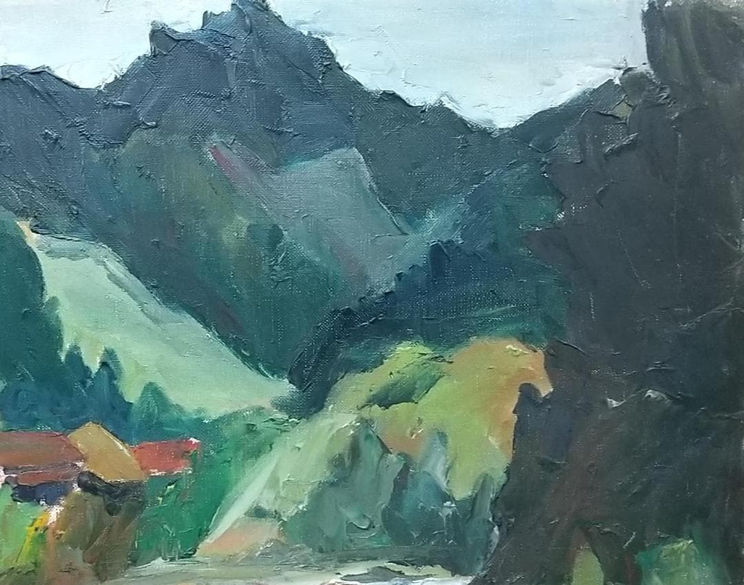 「飯能風景」名栗川 '60 F8 絵画 油絵 油彩画 風景画 アート