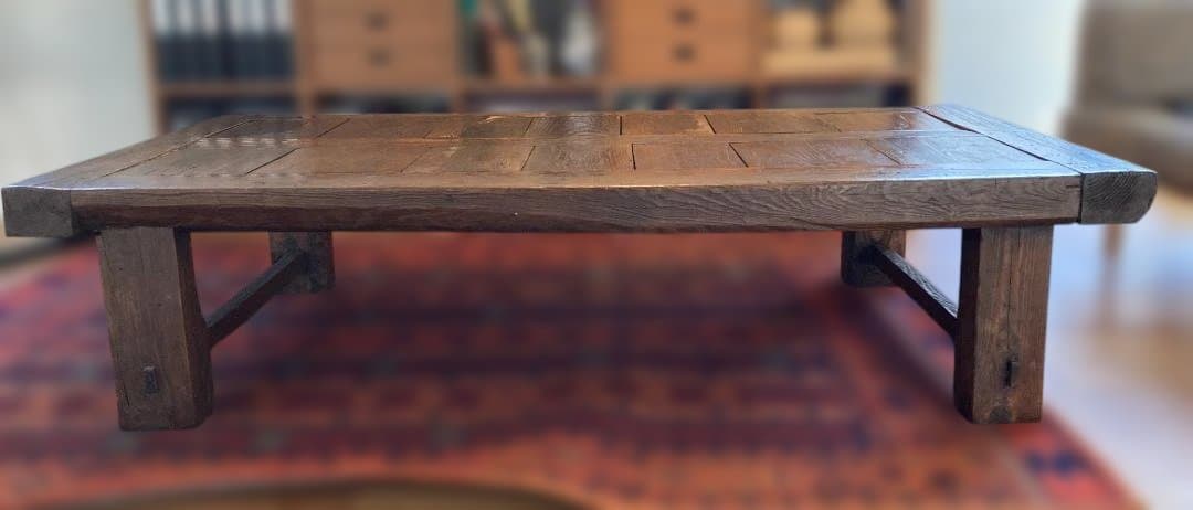 無垢材座卓 ダークブラウン 約160.5cm x 81cm x 38.5cm