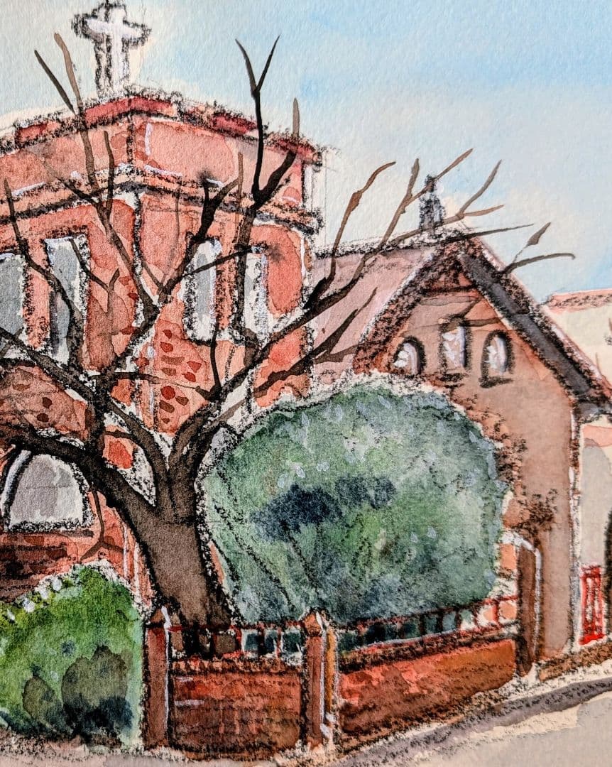 《 川越キリスト教会》 《神戸駅舎》額装して。 プレゼント《蔵窓》