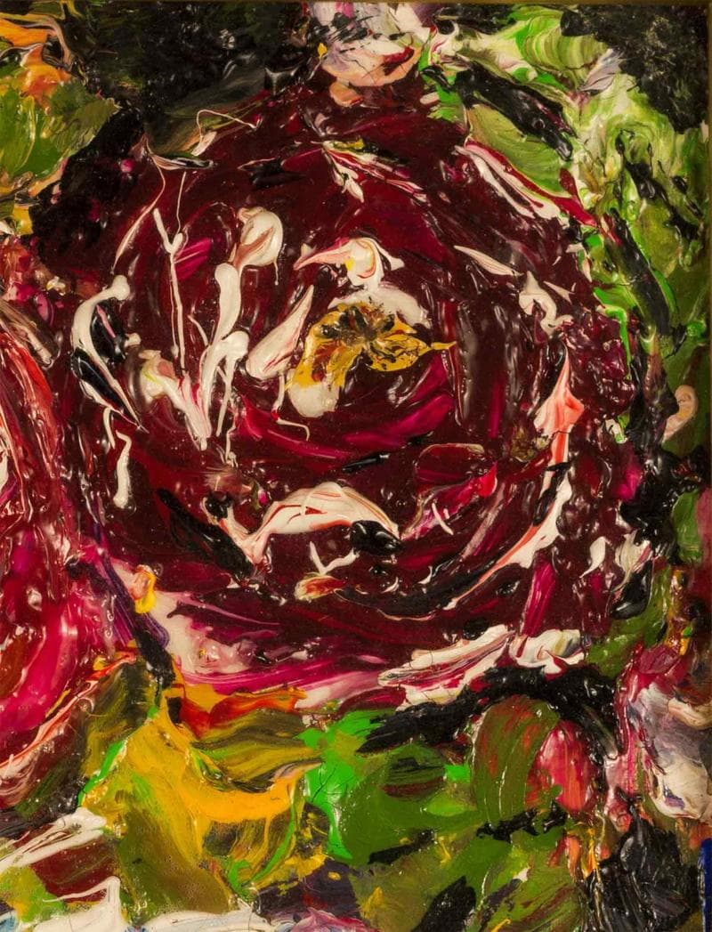 森田茂　油彩　肉筆『牡丹』表サイン　裏サイン　F6号　額装　b634