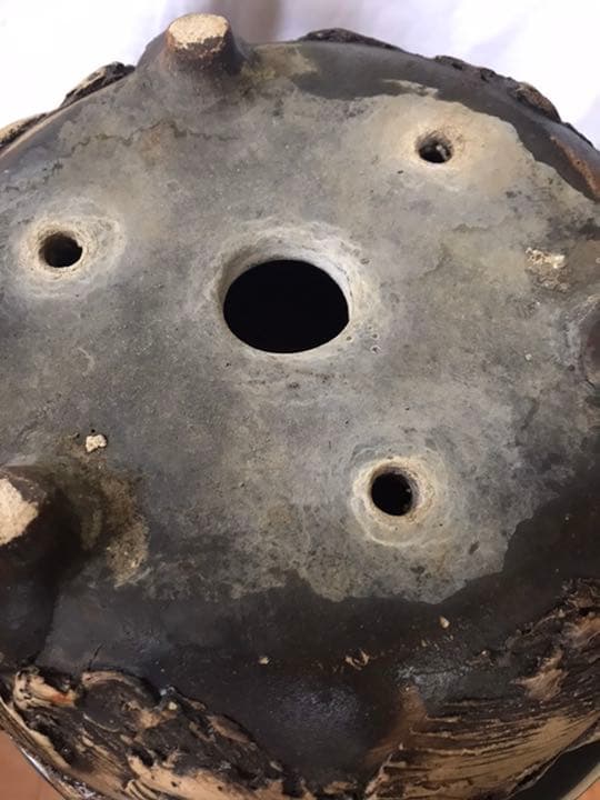 盆栽鉢　超希少時代松皮盆栽鉢手作りレア盆栽鉢植木鉢山野草鉢南蛮鉢25cm木肌作り