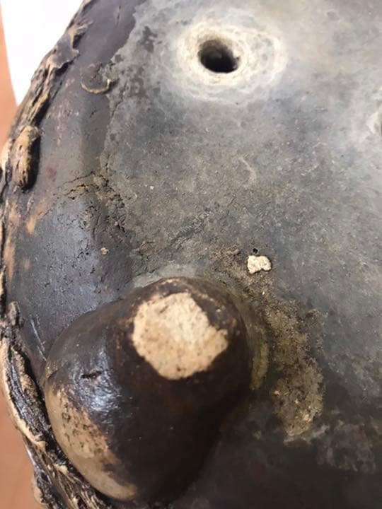 盆栽鉢　超希少時代松皮盆栽鉢手作りレア盆栽鉢植木鉢山野草鉢南蛮鉢25cm木肌作り