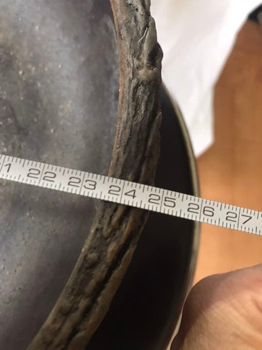 盆栽鉢　超希少時代松皮盆栽鉢手作りレア盆栽鉢植木鉢山野草鉢南蛮鉢25cm木肌作り