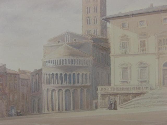 松浦安弘、【ピアッツァ・グランデ（アレッツオ）】、希少な画集画