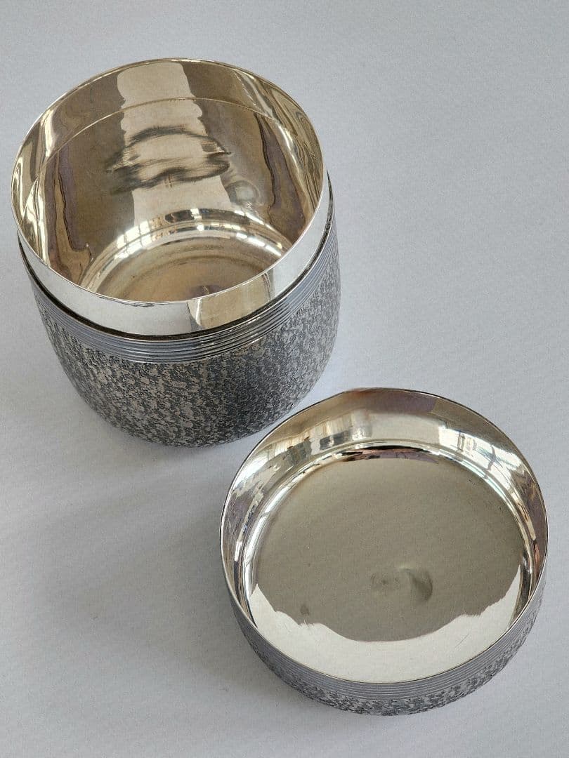 茶道具 双風斎造 純銀 製 棗 重量121.2g 共箱