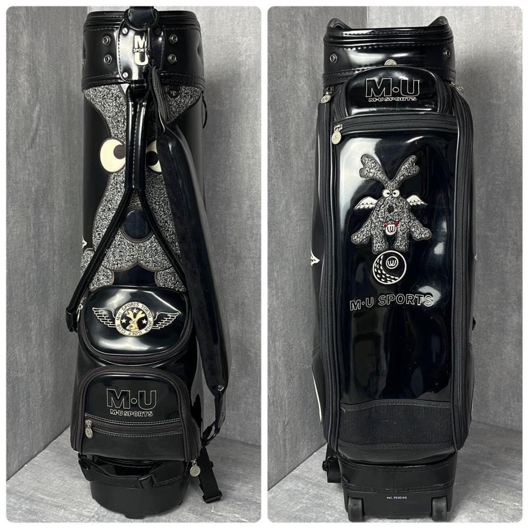 希少 ミエコウエサコ キャディバッグ エナメル キャスター付 刺繍 ゴルフ 廃盤