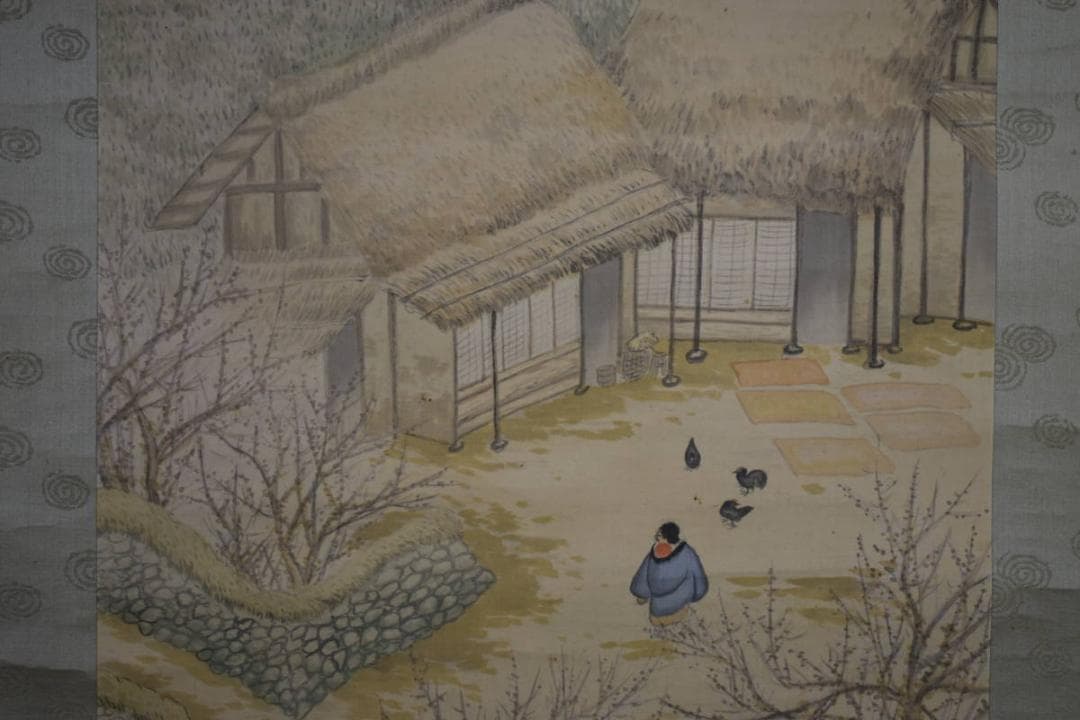 真作/華門/田家梅花図/布袋屋掛軸HE-635