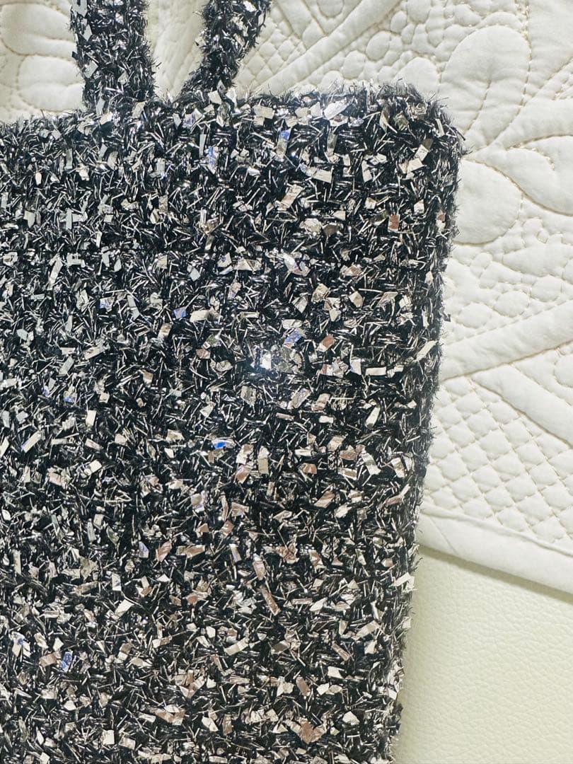 CHANELノベルティ☆スパンコールトートバッグ新品未使用シルバーダーク黒グレー