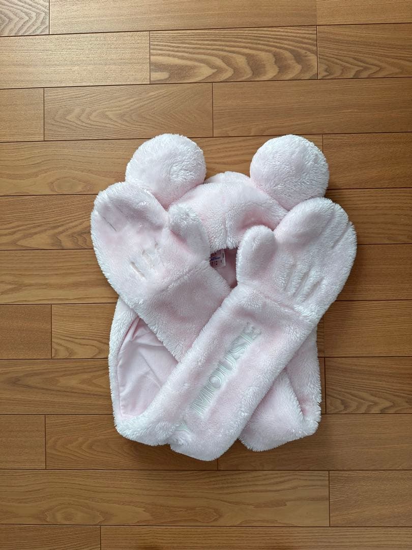 ディズニー　マフラーキャップ　ピンク