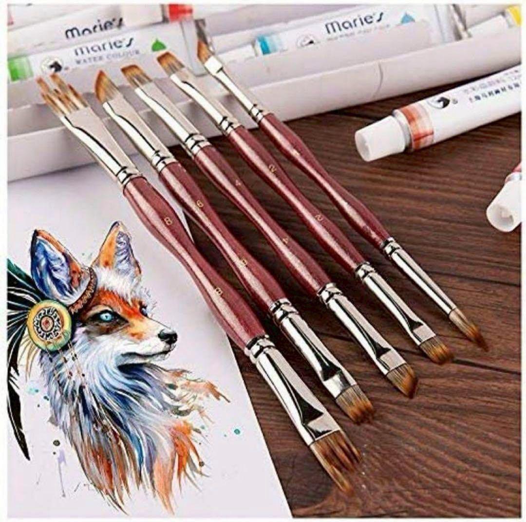 ❤️新品未使用❤️ペイントブラシ 油絵筆セット 丸筆 平型筆 平型円頭筆 5種類