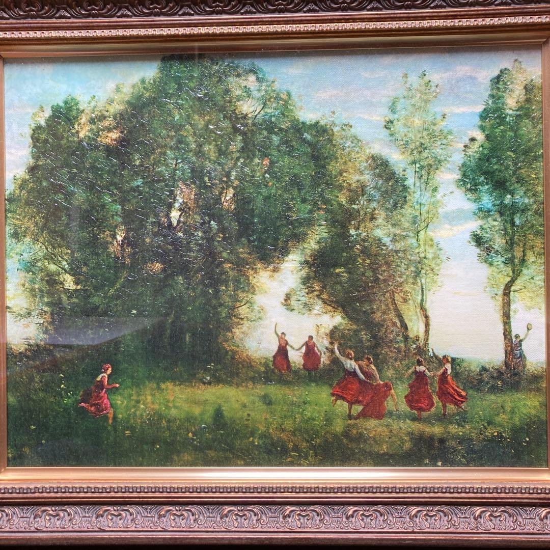 コロー「朝、 ニンフの踊り」 複製絵画 32×41CM額縁41.5×50.5CM
