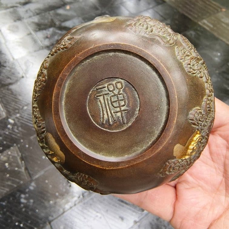 銅器 提梁壺 点金龍鳳徳利 茶壺 茶道具 装飾品 工芸品 美術品 置物