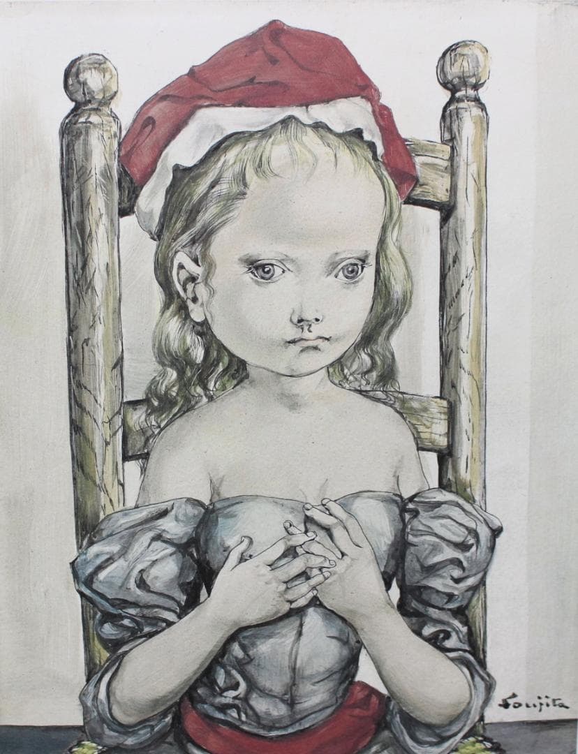 藤田嗣治 エスタンプリトグラフ「少女」 21/250