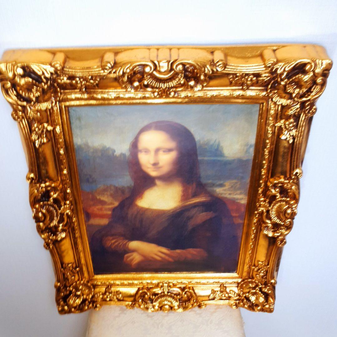 輸入雑貨　ダヴィンチ作　絵画　モナリザ　良質キャンバス生地　金箔使用　額絵