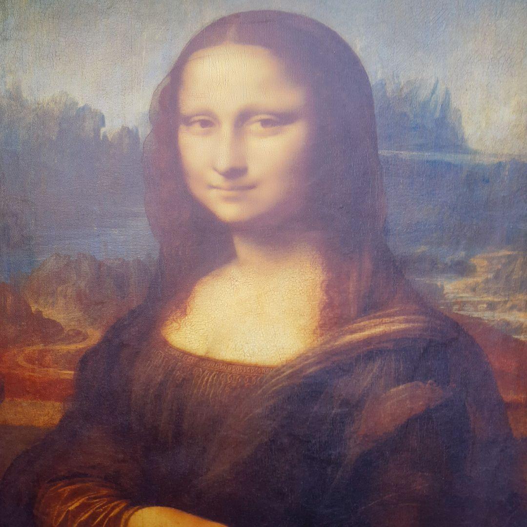 輸入雑貨　ダヴィンチ作　絵画　モナリザ　良質キャンバス生地　金箔使用　額絵