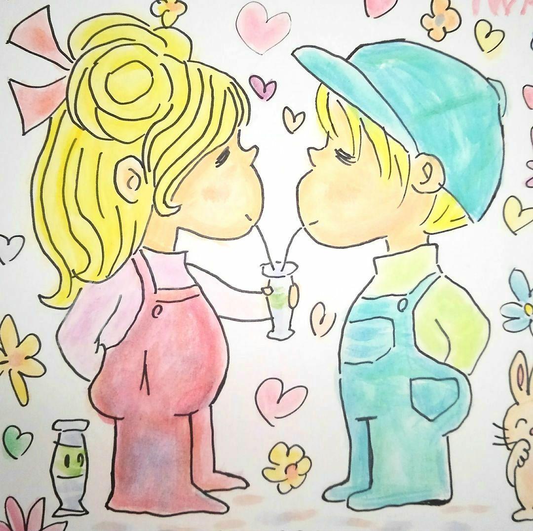 水森亜土　色紙　アクリル系　肉筆保証　サインあり