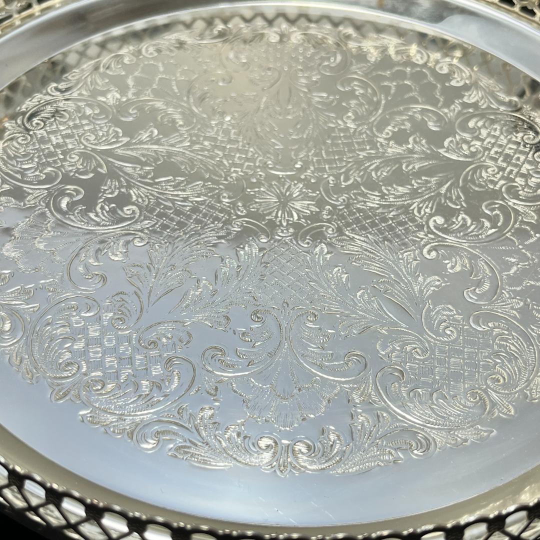 【VINERS】 ライオンのホルダー6個 / 透かしのトレー【シルバープレート】