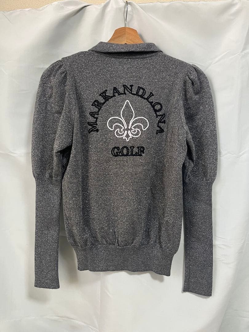 定価5万 MARK&LONA ラメ ニット ポロ 38 グレー パフスリーブ 冬