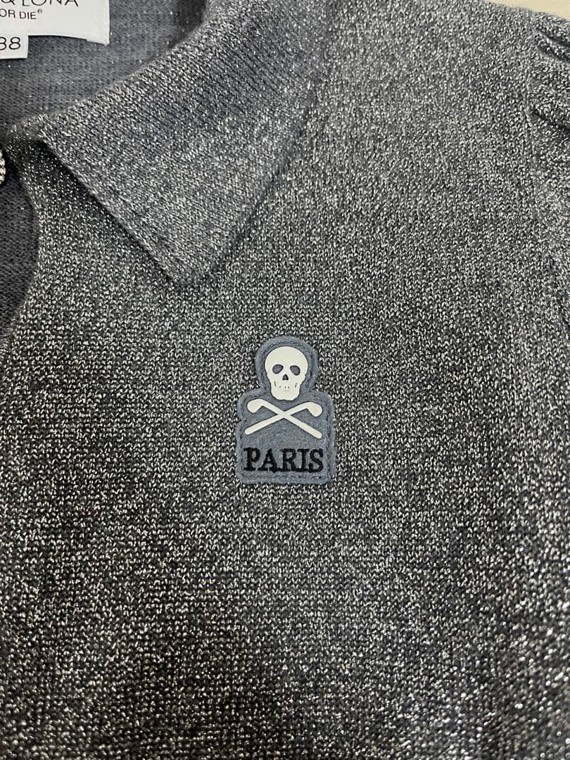 定価5万 MARK&LONA ラメ ニット ポロ 38 グレー パフスリーブ 冬