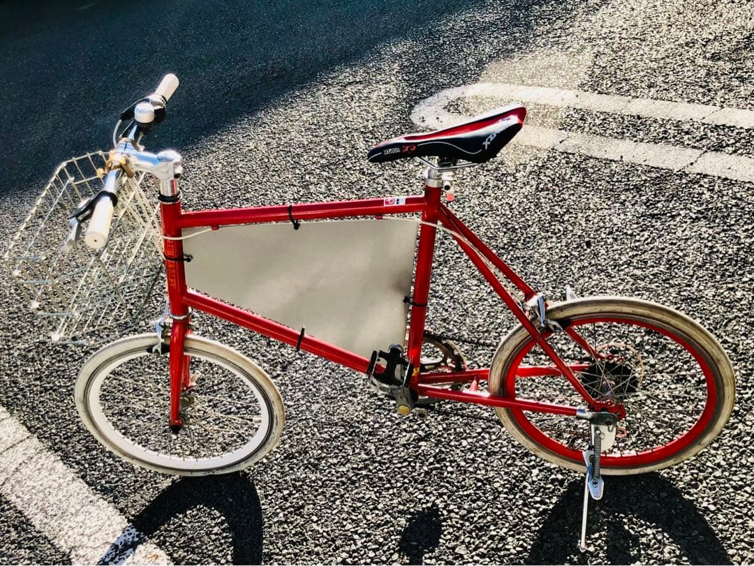 東京☆オシャレな鏡面看板付のミニベロ自転車♠︎ビンテージ古着屋カフェ等の広告塔に