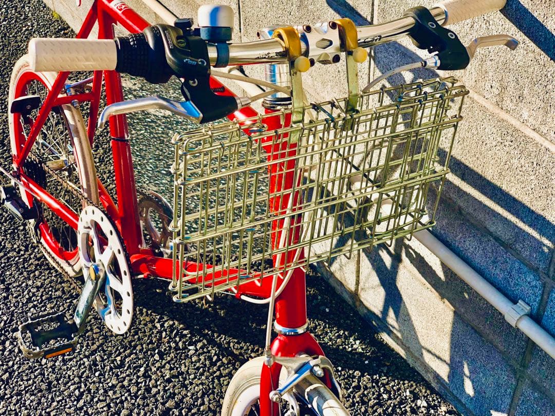 東京☆オシャレな鏡面看板付のミニベロ自転車♠︎ビンテージ古着屋カフェ等の広告塔に