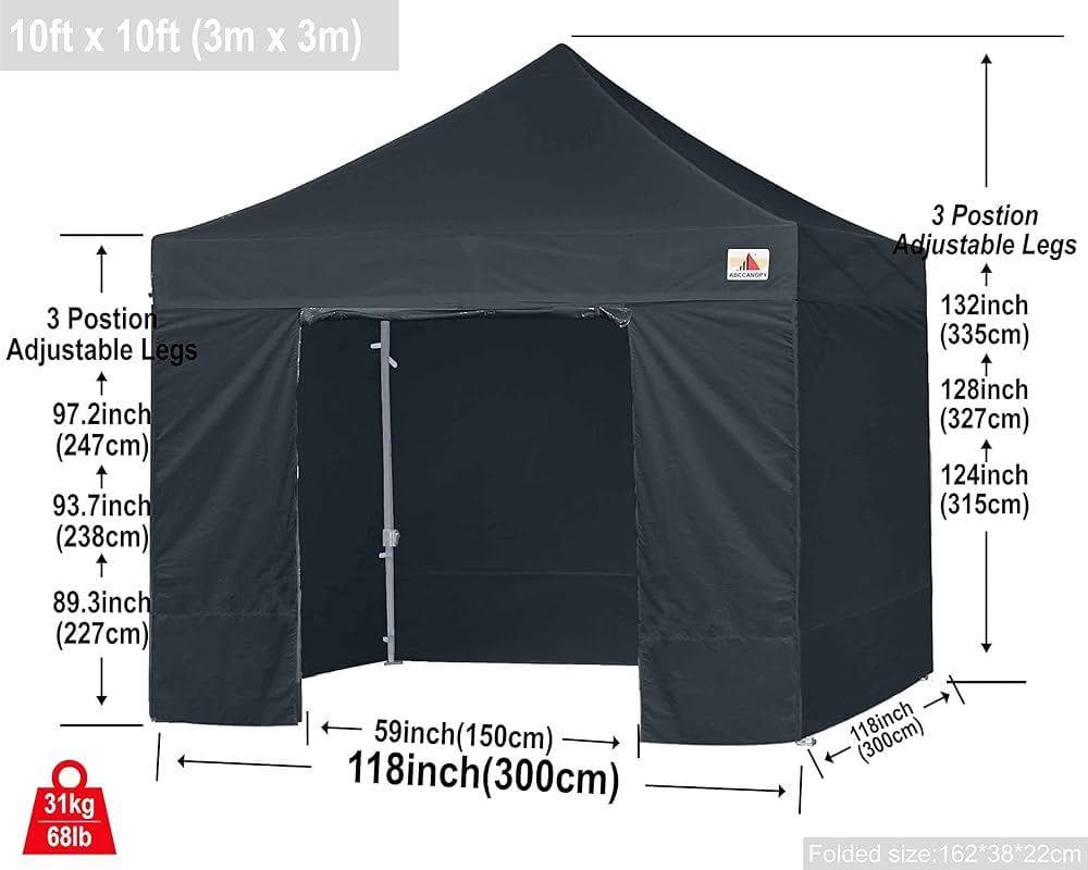 ABCCANOPY タープテント 3mx3m 2.5mx2.5m 横幕ブラック