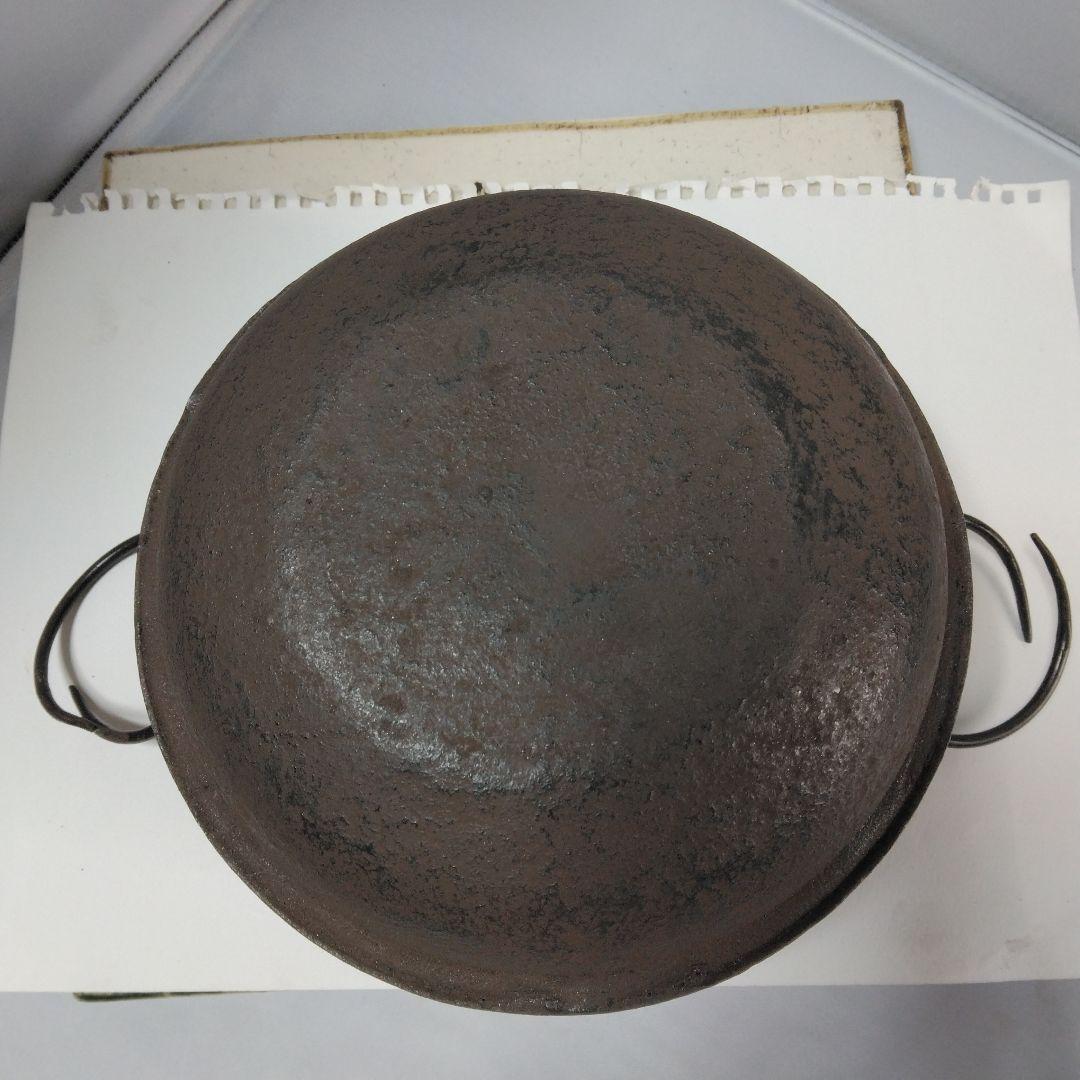 鬼面 風炉釜 　鉄　陶製敷瓦付　京焼　京のお道具