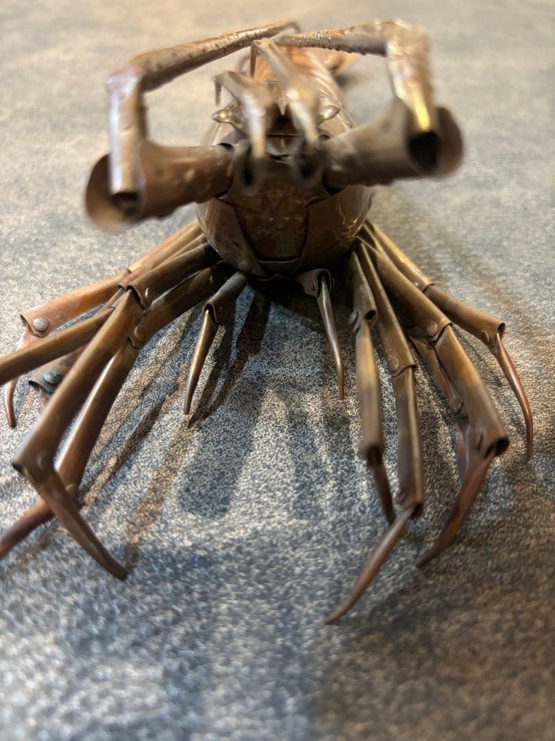 明珍宗之作　伊勢海老 自在置物　銅製　共箱