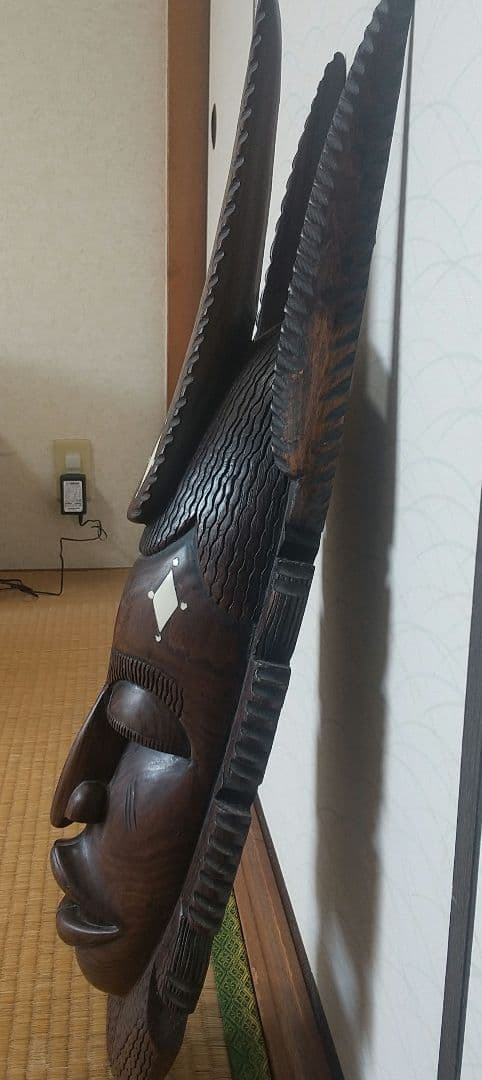 壁飾り 面 セネガル国 民芸品 ランプシェード