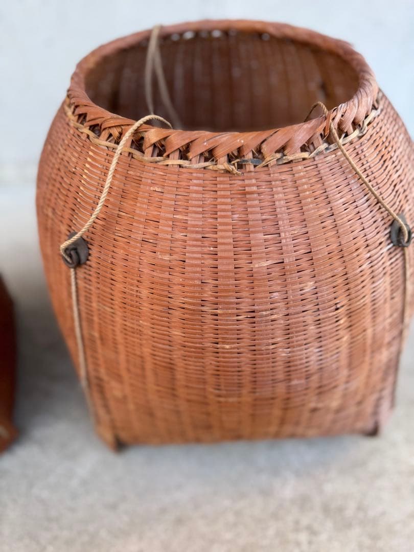 竹製バスケット 籠　胴丸かご　インテリア　2点セット