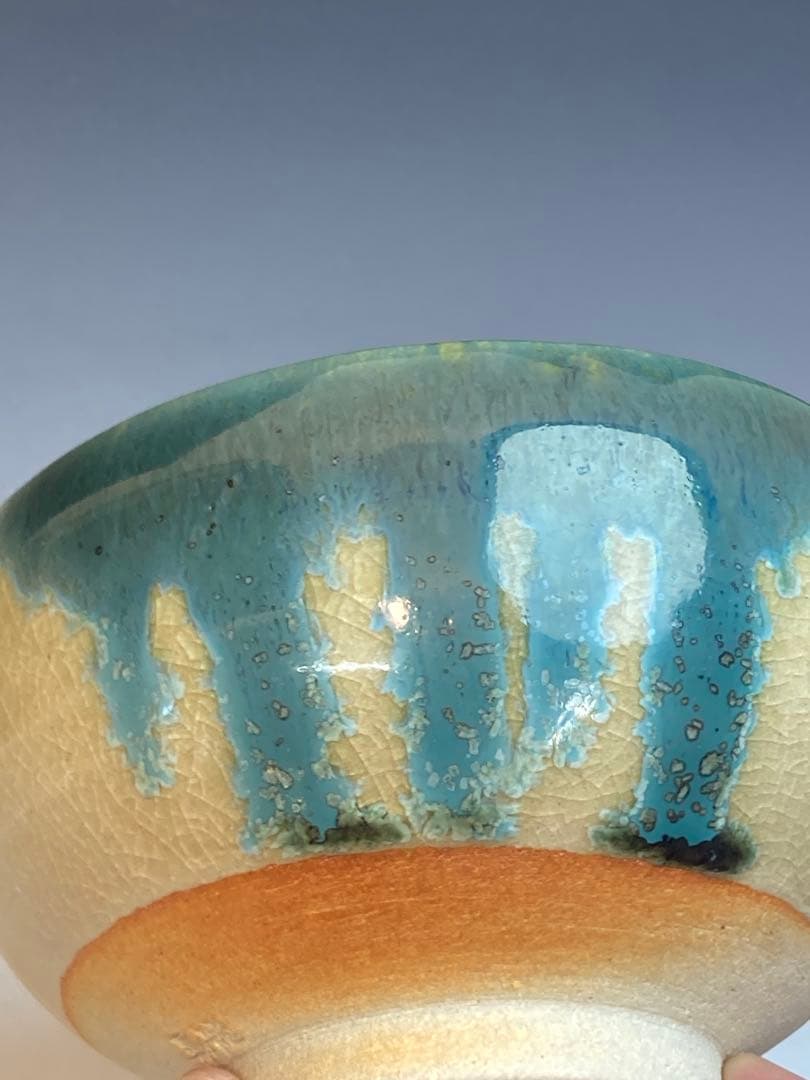 青柳翠峰 作 上野焼茶碗 共箱 茶道具