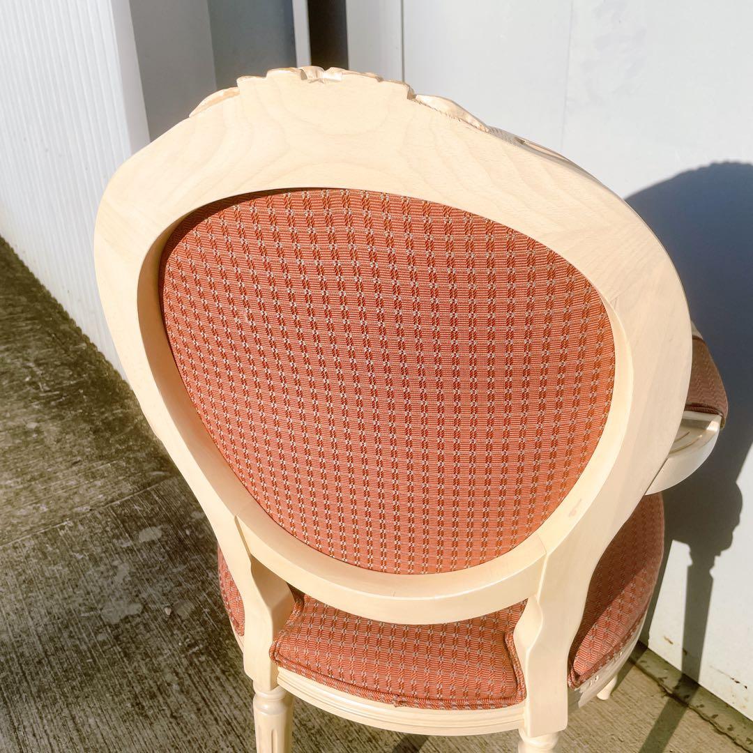 【美品③】ルイ16世様式 フランス華麗チェック織物張 メダリオンアームチェア