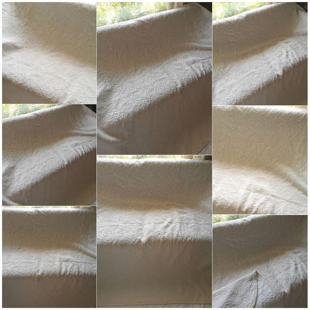 アンティークピケドプロヴァンス 百合風草花紋様スロー エンボス花織大判スプレッド