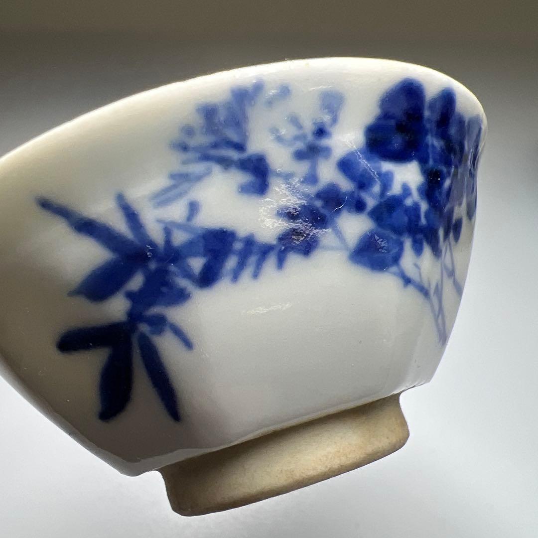 専用　楽亭造　染付煎茶碗5客　口径約6.7㎝　東Y8-0109☆2Fトカサ