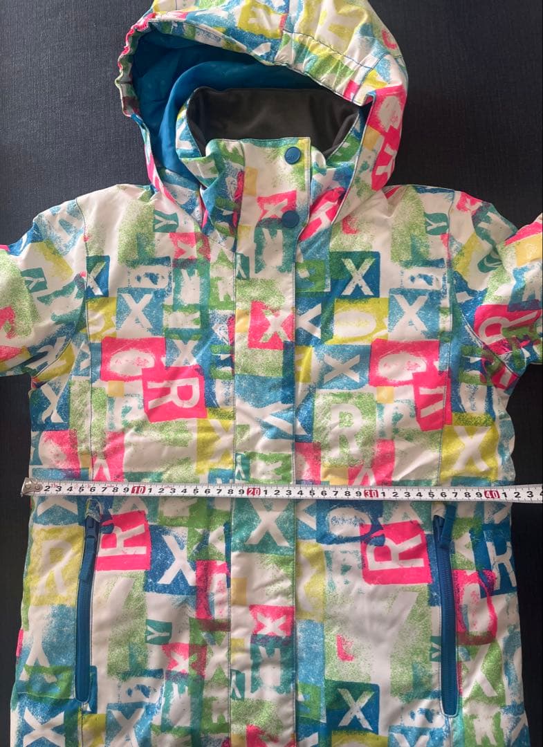 【美品】ROXYスキースノーボードウェア130140ピンク白キッズ青ジャケット