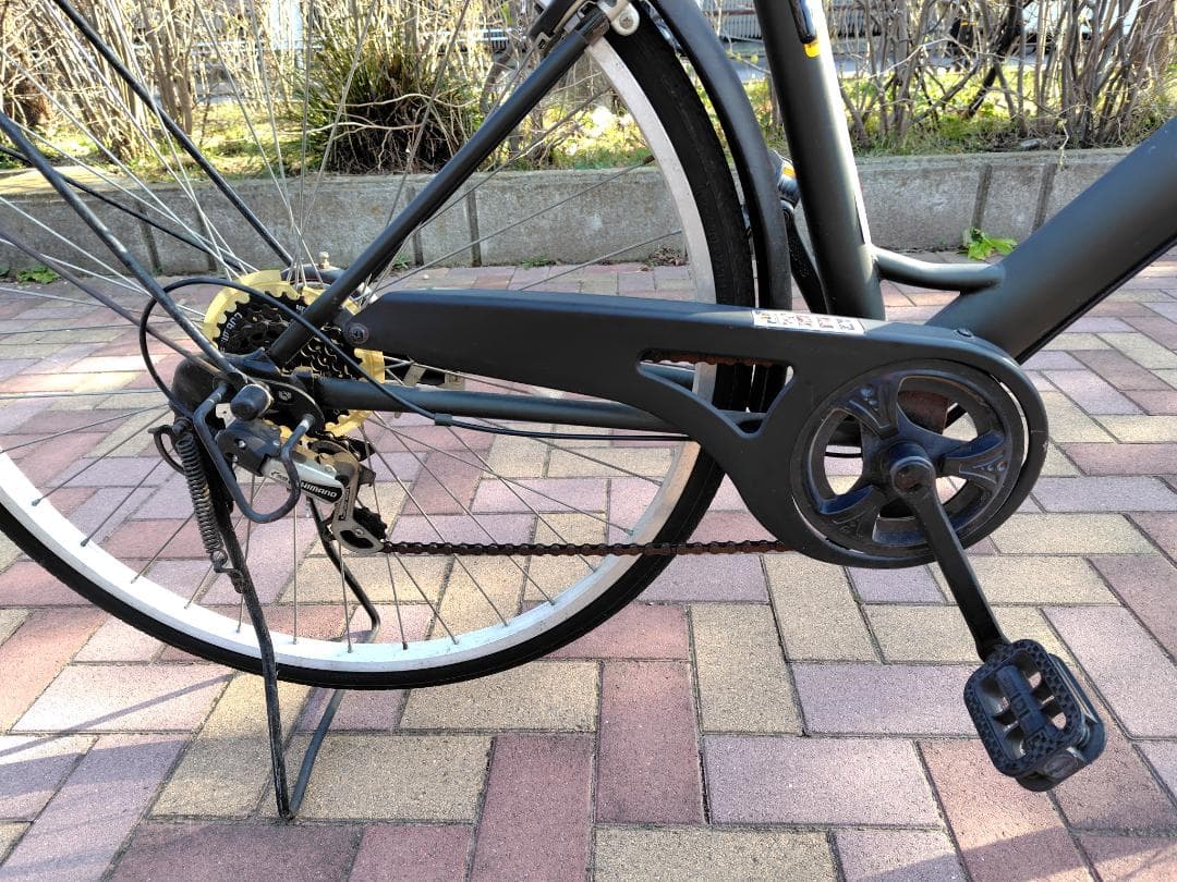 シティサイクル 27インチ 6段変速 LEDオートライト 黒ブラック