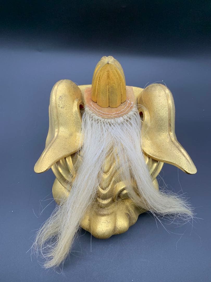 金色 獅子頭 彫刻 木箱付き