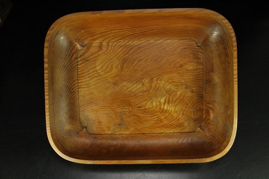 煎茶 松合利盆 古材 刳り貫き 盆 莨盆 作美 共箱(K-RC948)