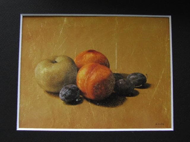 野田弘志、「プルーン」、希少な額装用画集より、新品高級額装付