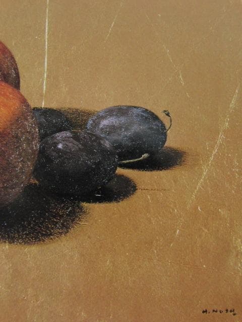 野田弘志、「プルーン」、希少な額装用画集より、新品高級額装付