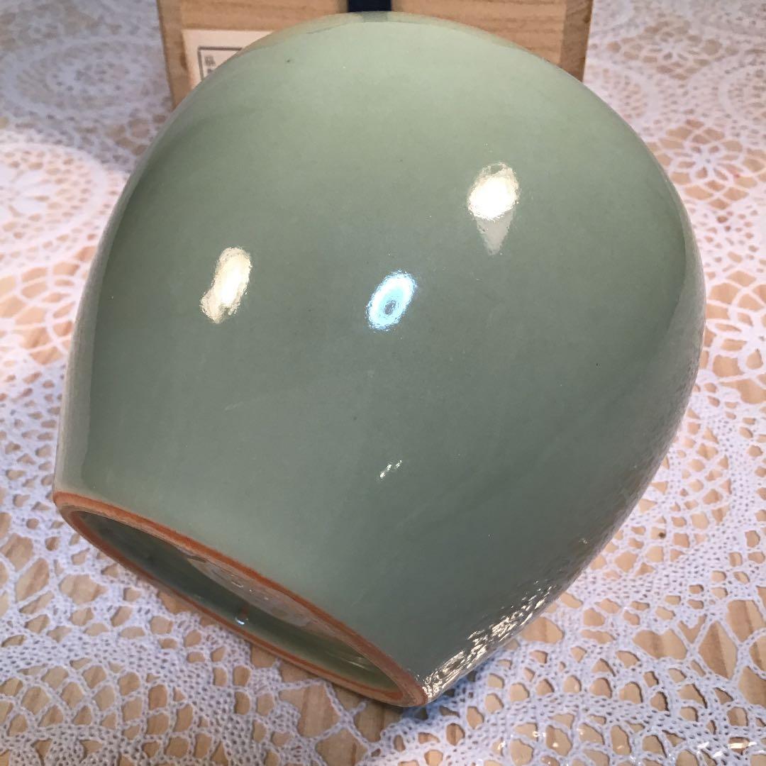 茶道具 火入 青磁火入 明治人間国宝 帝室技藝員 3代 清風 与平 作 Ｎ48a