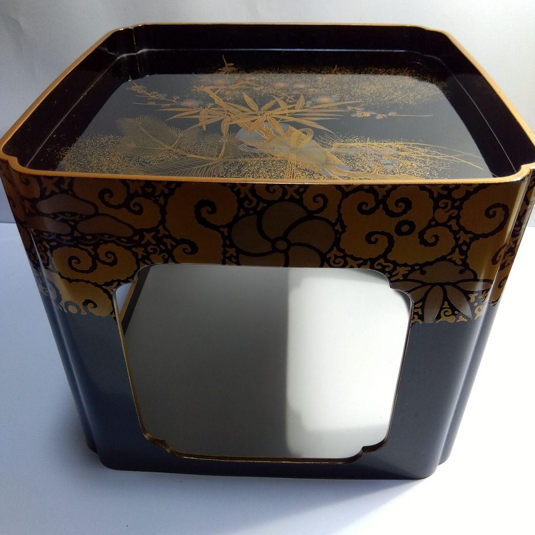 加賀蒔絵　時代祝い盃台　蒔絵松竹文熨斗の図　梨地　共箱　美品