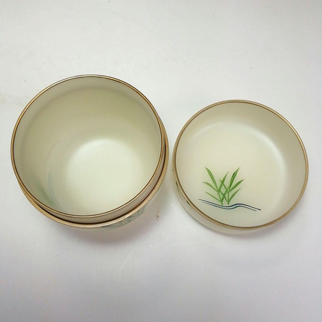 Ｓ６２６　棗　『白透中棗　葦に流水』『樹脂製』『中村口香鳳作』　共箱　茶道具